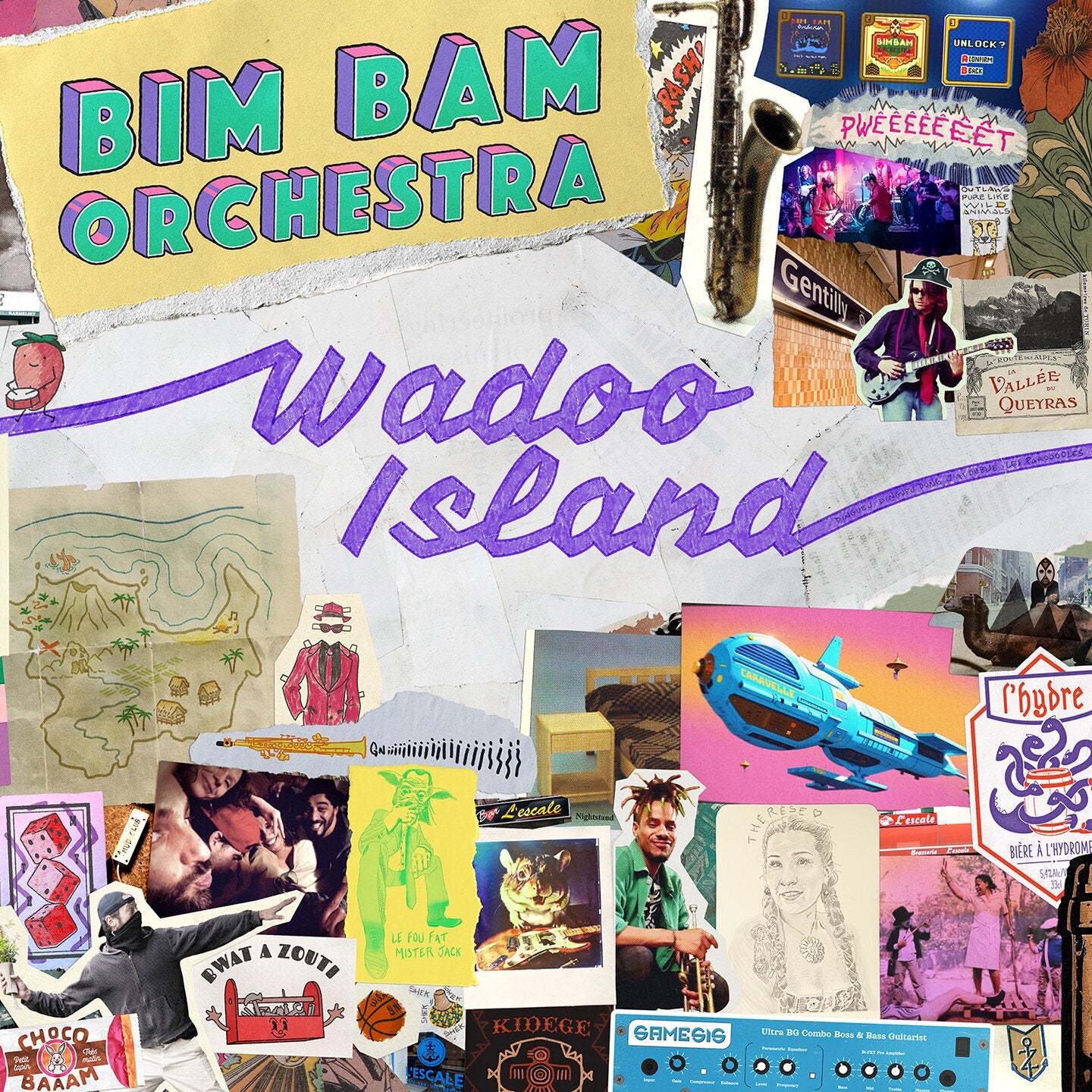 Pochette de : WADOO ISLAND - BIM BAM ORCHESTRA (DOUBLE VINYLE 33T)